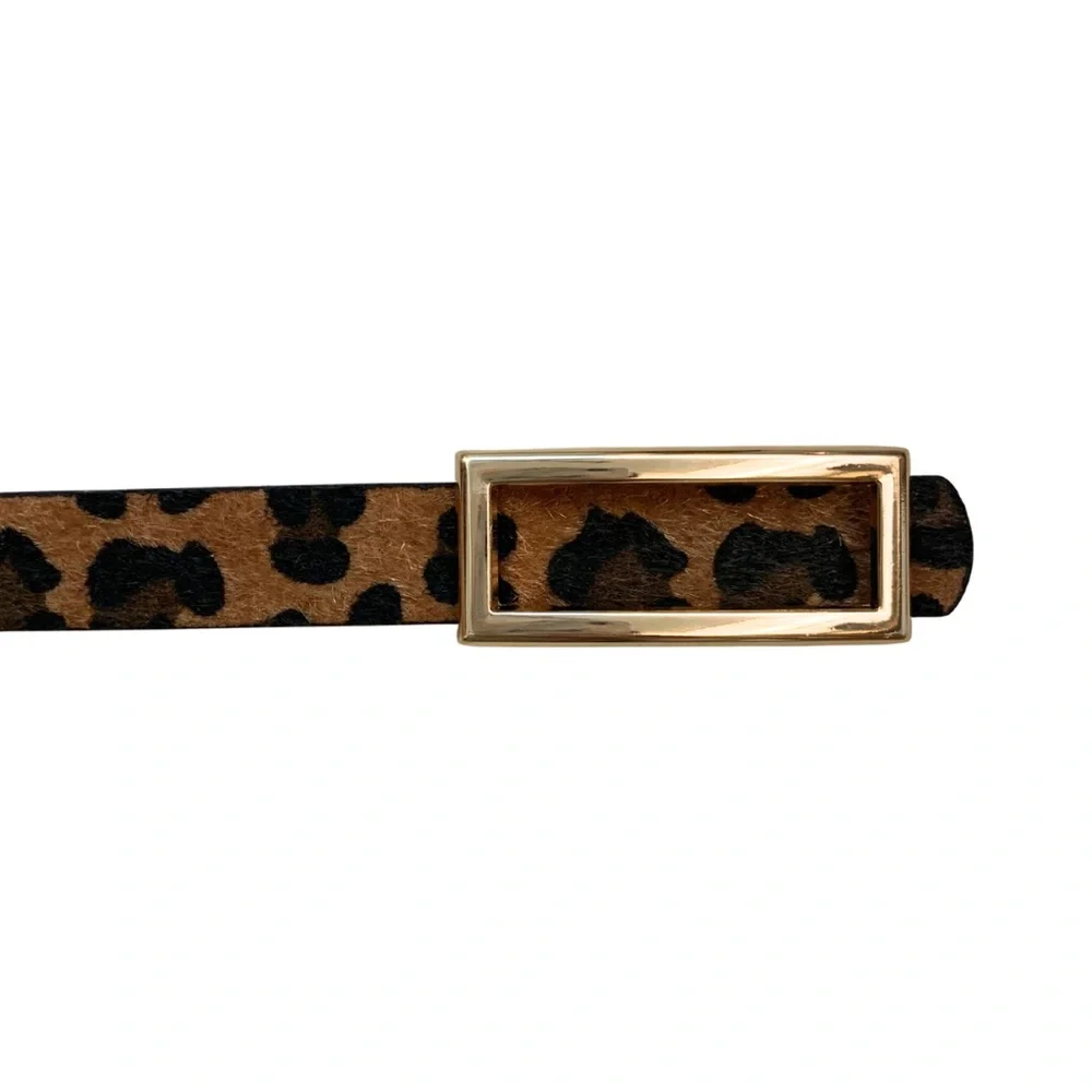 2/$30 Leopard Animal Print Skinny Belt Black Tan Medium Adjustable Mobwife